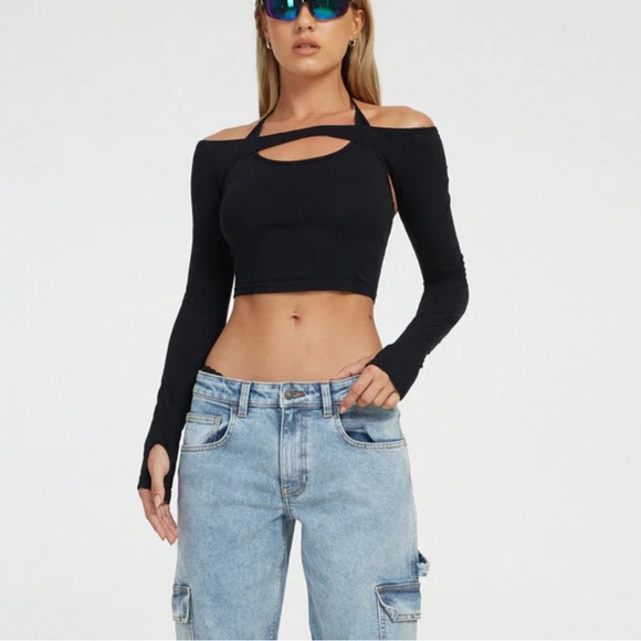 MOTEL ROCKS BRANDY LONG SLEEVE TOP IN BLACK (2 separate pieces) - Picture 4 of 6